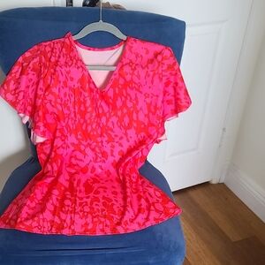 Vibrant Pink Patterned Women's Top